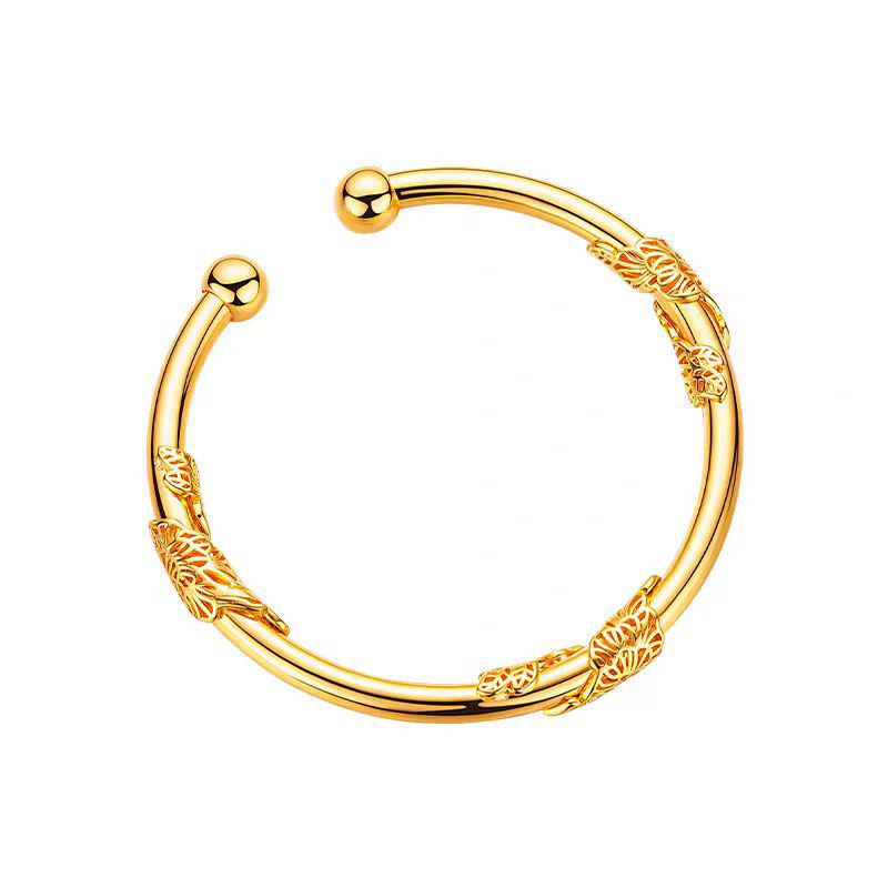 Gold Shop Acacia Vine Beaded Bracelet: Women's Shiny Vietnamese Gold Sand Prosperous Bangle.