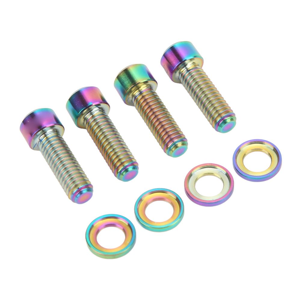 4 Sets Disk Brake Screw Washers Set M6 18mm Firm Connection Rustproof Light Ti Alloy Disk Brake Fixing Screw Set