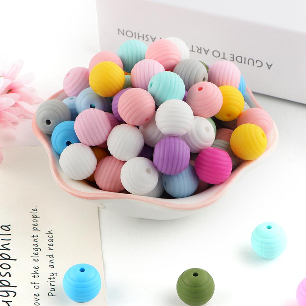 Kovict 25Pcs Threaded Silicone Beads 15mm Round Beehive Spiral Beads DIY Bracelet Necklace Accessories For Jewelry Marking