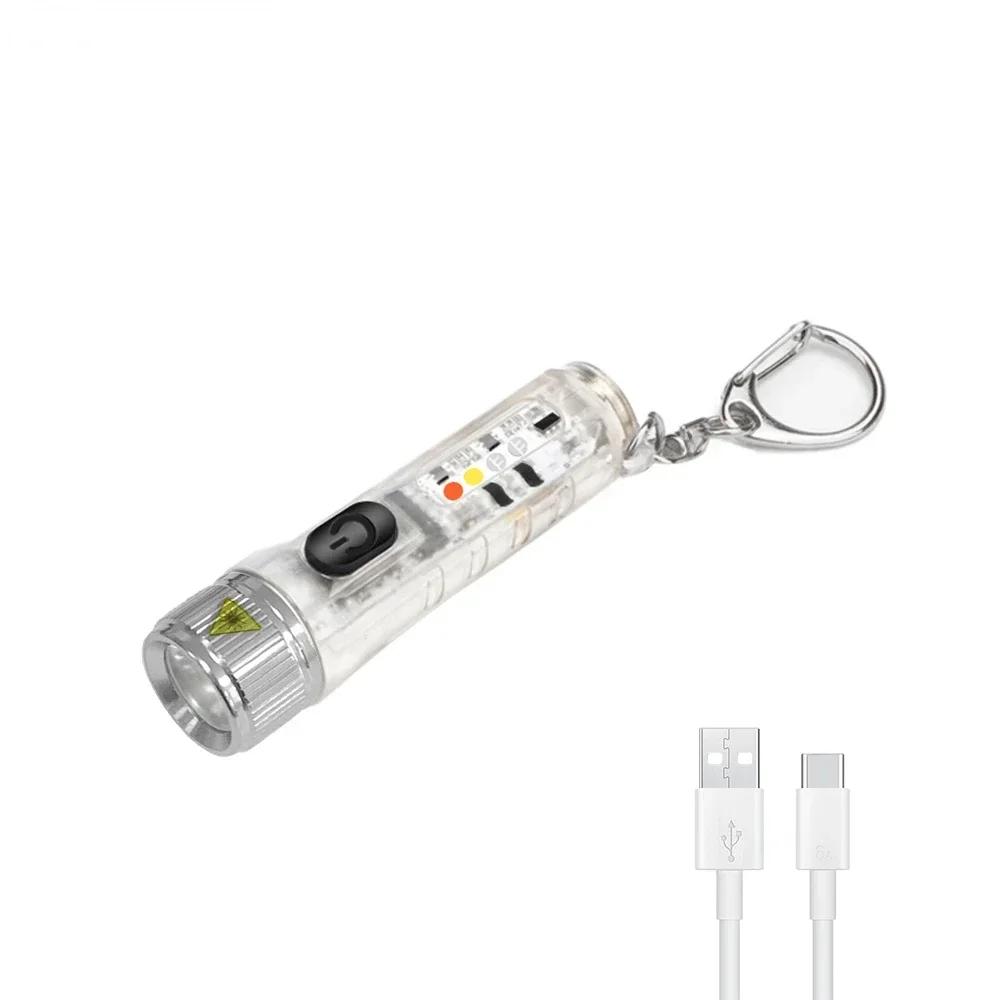 Mini Keychain Flashlight LED Rechargeable Torch Portable Magnetic USB Charging Flashlight High Power Camping Long Range Lantern