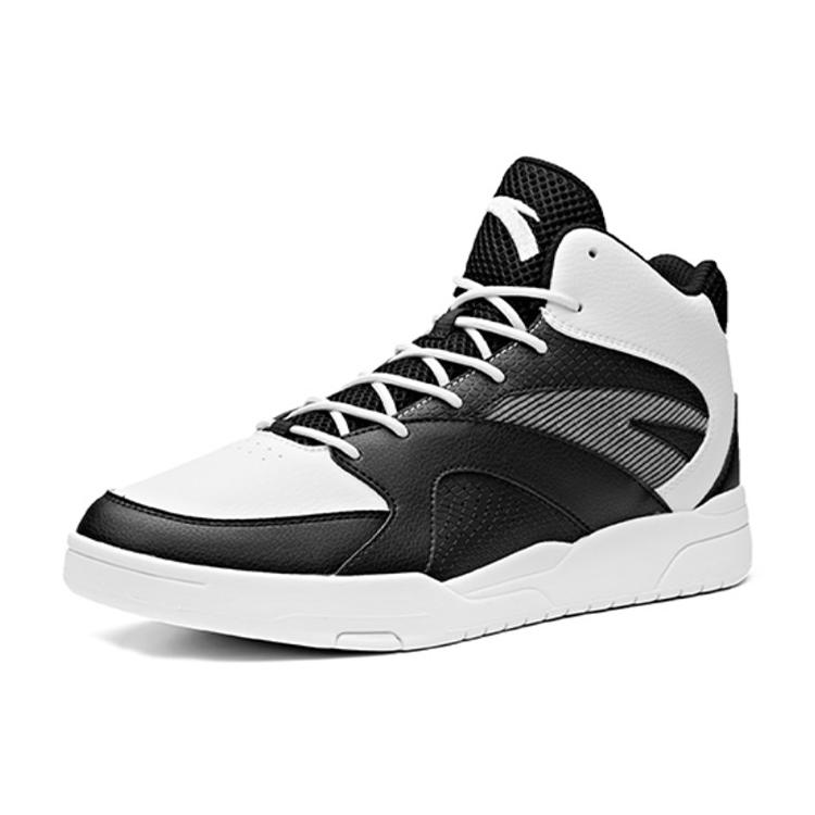 Anta Life Collection Slip Resistant Abrasion Resistant High Top Skateboard Shoes Men's Black White 11911811-5