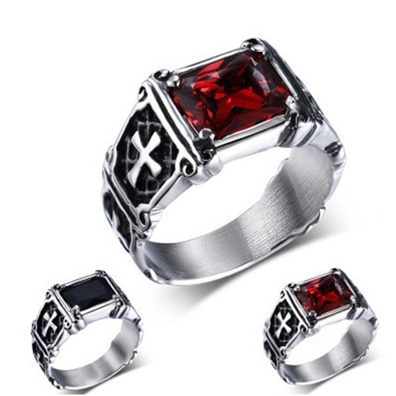 Fashionable, Powerful and Retro In Design, This Ring Features Gemstone Inlays and Is Suitable for Men's Finger.