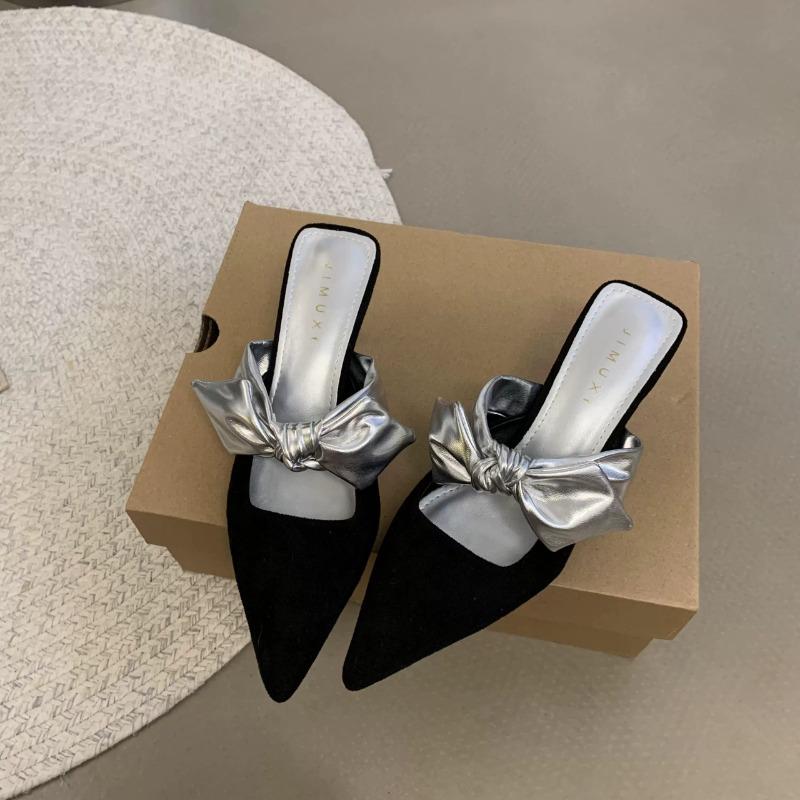 Fashion New Style Fashion Summer Women Pointed Toe High Heels Sandals Bowknot Fashion Flower Woman Shoes Slingback Woman Slippers