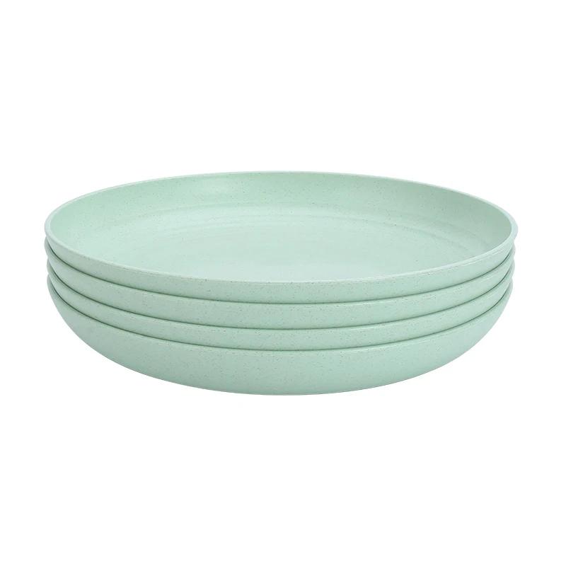 4Pcs Eco-Friendly Biodegradable Unbreakable Dinner Plates Set Wheat Straw  Plastic For Picnic Dishes Restaurant Specialty Saucer