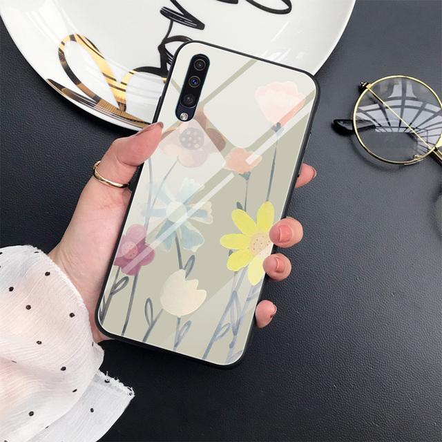 

Чехол с цветами и растениями для Samsung Galaxy A71 A72 A70 A73 A53 A13 5g A03 A22 A21s A03 Core A42 A52, стеклянный чехол, чехол For Samsung A41