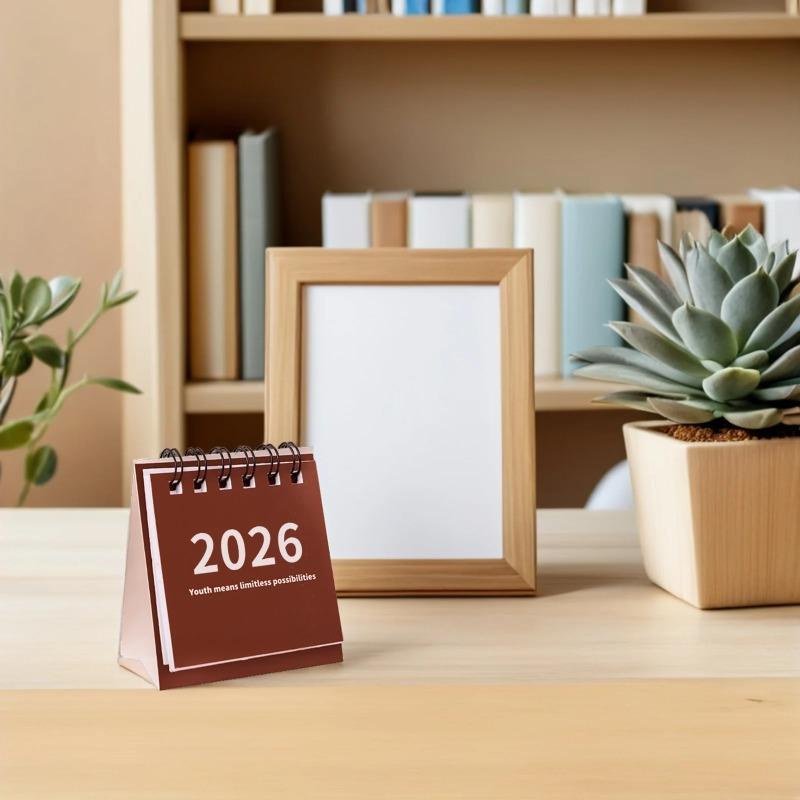 2026 Mini Simple Desk Calendar Creative Spiral-Bound Calendar for Desktop Decoration & Office Stationery Small Desk Calendar