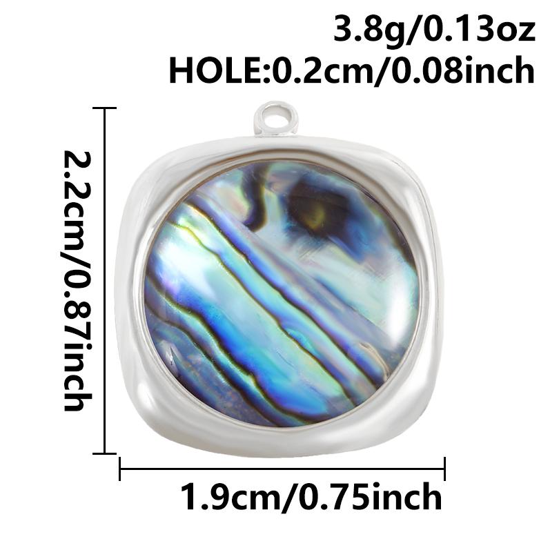 2pcs Various Shape Abalone Shell Trendy Square Oval Rectangle Stainless Steel Charm For Jewelry Making Supplies DIY Pendant Bulk