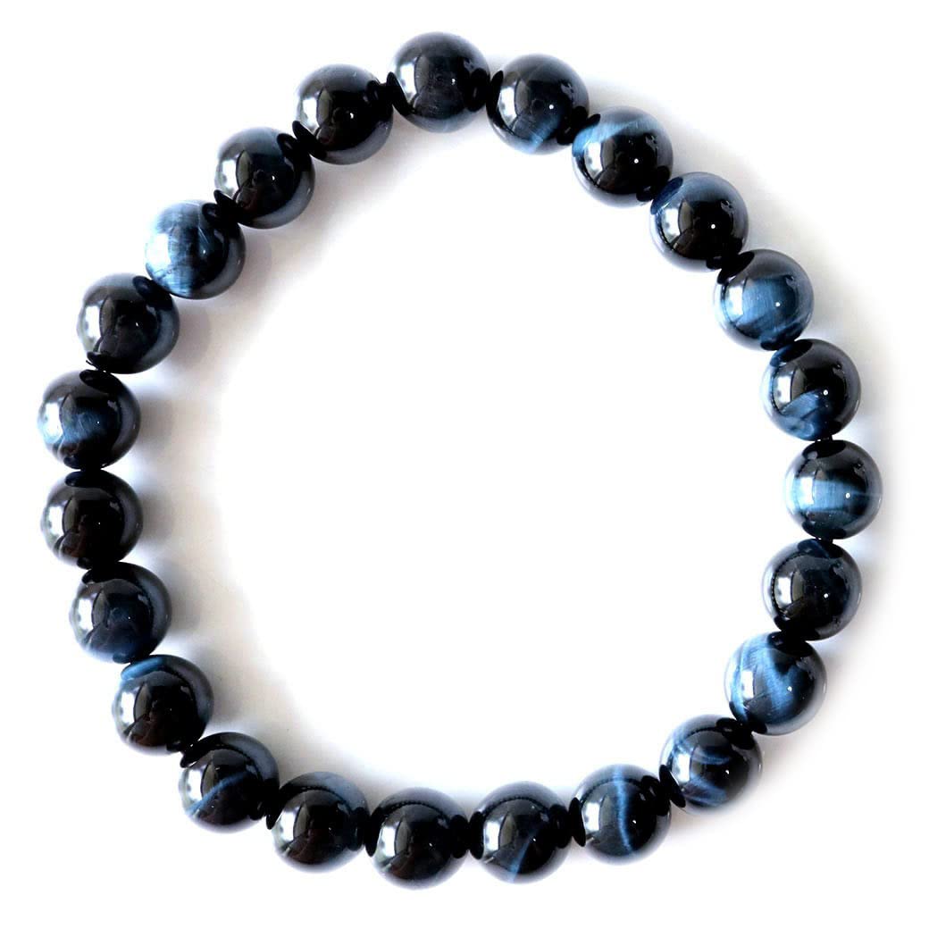 

Blue Tiger Eye Bracelet 8mm Eye Blue Eye Power Stone Inner Circumference [GOLD STONE] Cat s Tiger s Approx. 16.5cm
