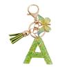 2Pcs Initial Letter Keychains Green Butterfly Pendant Keychain Set Exquisite Relief Alphabet Keychain Pendant Best Friend Mom Daughter Granddaughter