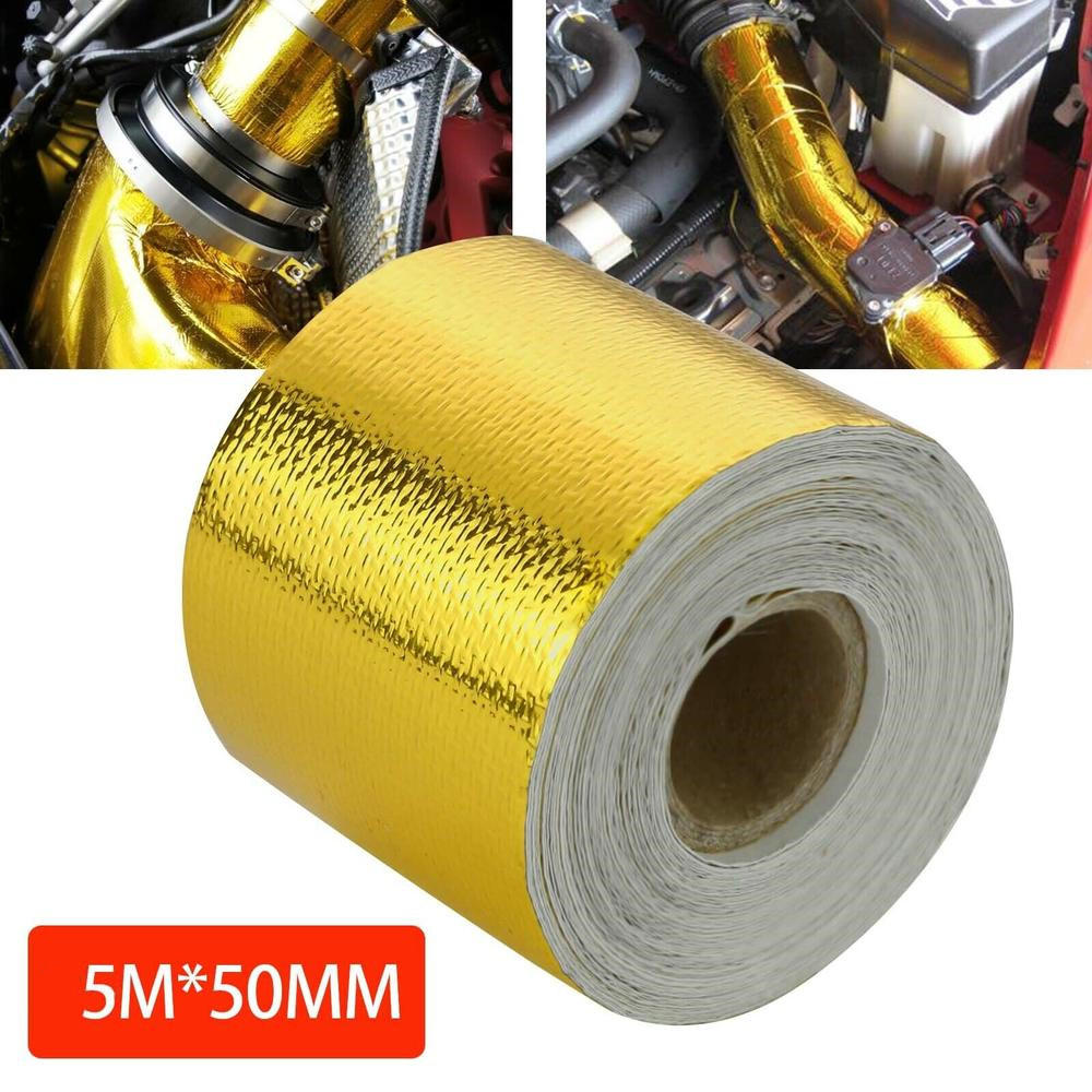 Reflective Self Adhesive Tape Gold/Sliver High Temperature Heat Insulation Shield Wrap Tape Bandage 50mm x 5M Roll UniversalPinstriping Tape 3