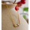 Eetit Bling Cubic Zirconia Rectangle Pendant Necklace for Women Fashion Korean Chic Jewelry Gift