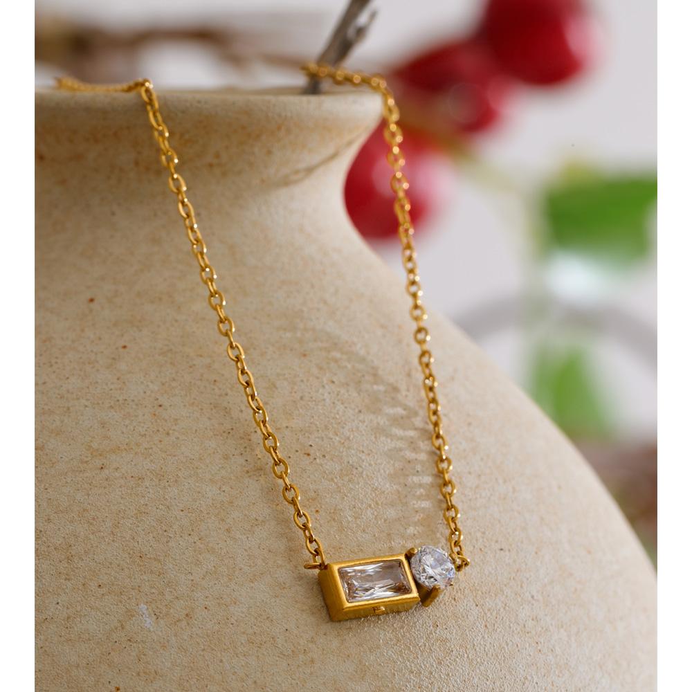 Eetit Bling Cubic Zirconia Rektangel Anheng Halskjede for Kvinner Mote Koreansk Chic Smykker Gave