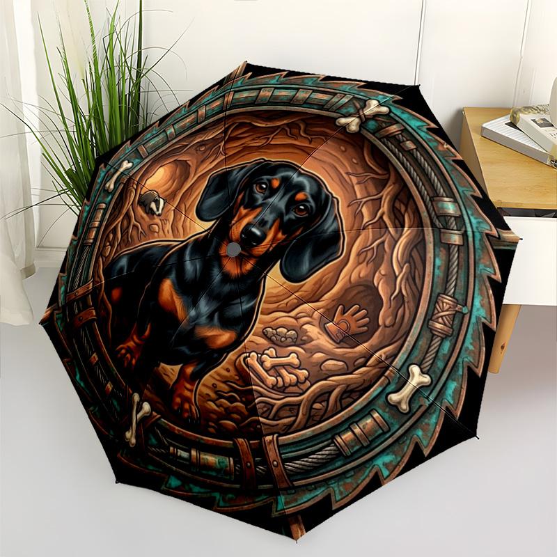 Dog Forest Emblem pattern umbrella, portable and foldable design, 8 ribs, a casual accessory for Halloween, Christmas, and birthday gifts.