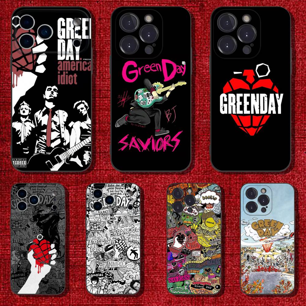 G-Green Day Phone Case For iPhone 6,17,16,15,14,13,12,11 Plus,Pro Max,XS,X,XR,SE,Mini,8,7,Soft Silicone Black Cover