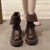 Women S British Style Martin Boots Thick Sole Short Boots Black Brown Autumn