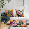 Vibrant Flowers And Cacti Cushions Pillowcase Polyester Cushion Cover Throw Pillow Pillowcover Home Car Sofa Decor
