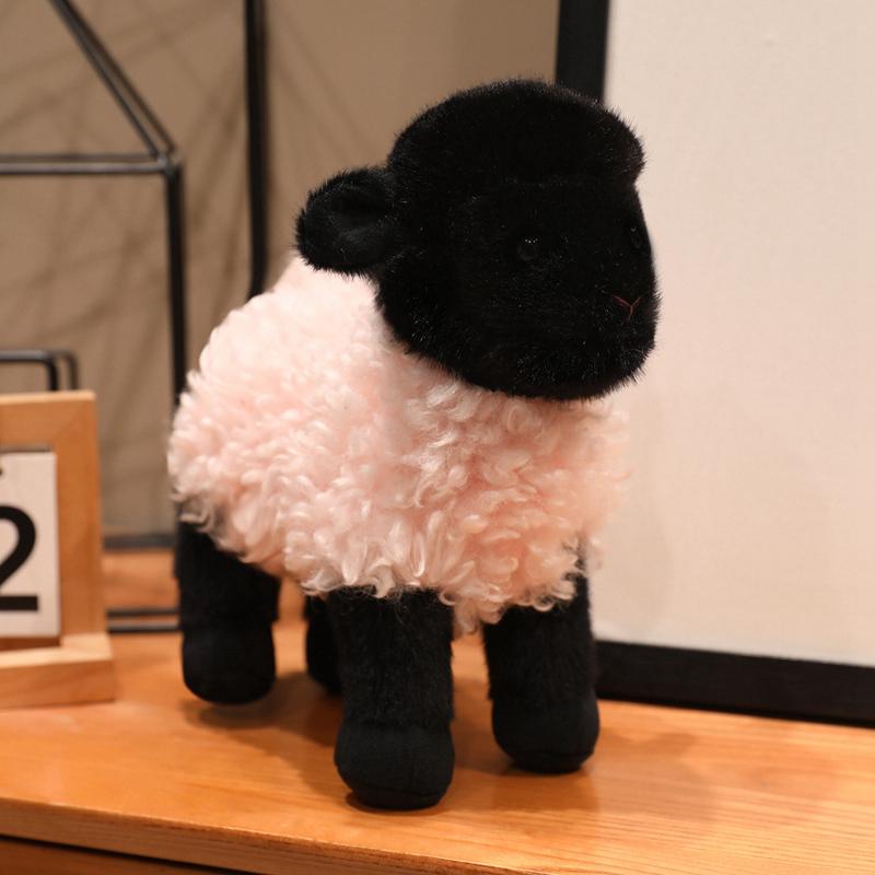 Drie Kleuren Zwart Gezicht Schaap Lam Pop Pluche Speelgoed Gevuld Staand Roze Crème Wit Weide Dier Schattige Pluche Knuffel Cadeau 23cm