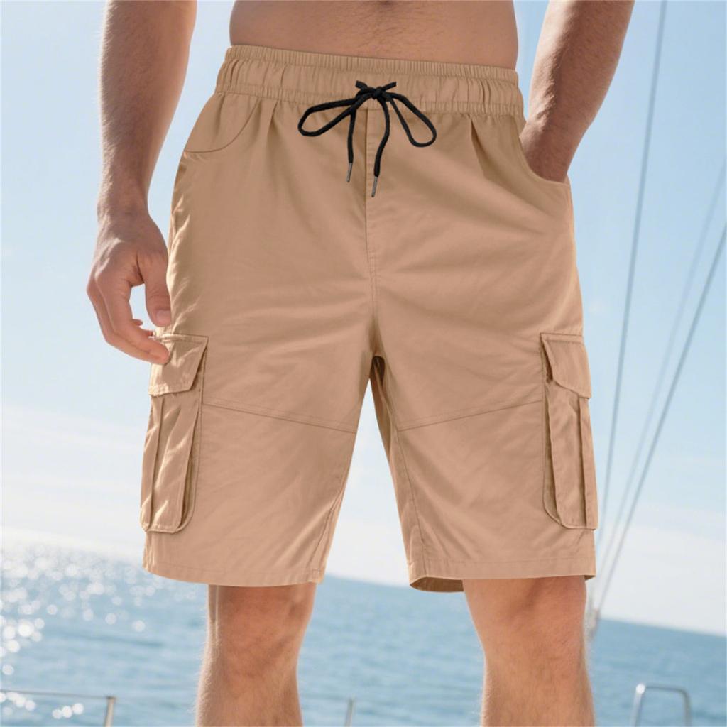 Men's Summer Loose Outdoor Sports Multi-Pocket Cargo Shorts Casual Pants Quarter Pants