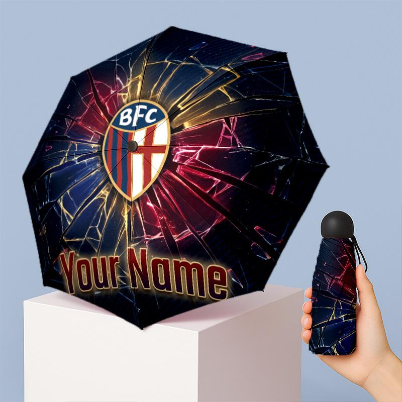 Bologna FC Manual Five Fold 8 Rib Umbrella Support Custom Text, Lightweight Travel Umbrella