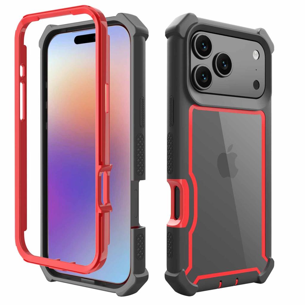 2 IN 1 Hit Armor Shockproof Armor Phone Case for IPhone 17 Air 16 E 15 14 Plus 13 12 11 Pro Max Bumper Clear Acrylic Hard Cover