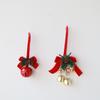 Christmas Red Velvet Bow with Bell Ornament for Tree and Door Decoration