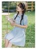 Fresh Short-Sleeved Women's Summer Shirt Dress, Japanese-Inspired Gentle Style with Waist-Cinched Skirt.