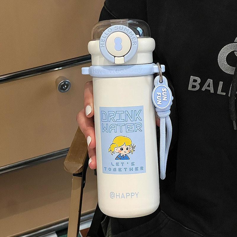 Kids Durable Kids Water Bottle With Straw And Lock For School Use синий