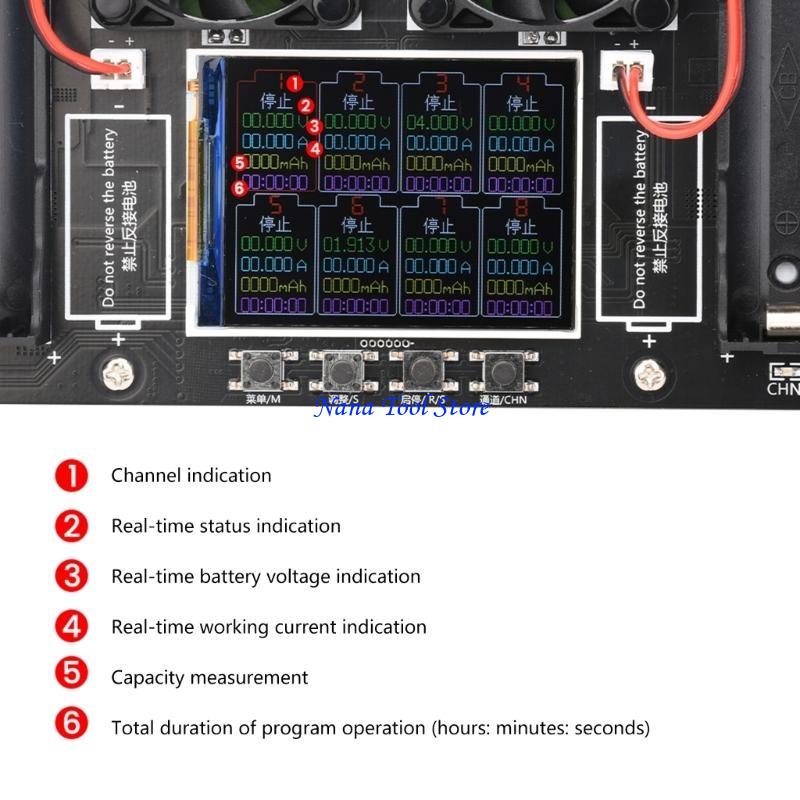 31GJ High Precisions 18650 Battery Tester 8 Channel Capacity Measurement DC5V 10A
