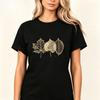 Fall Botanical Unisex Cotton Tshirt Gold Sparkle Leaf Print Simple Maple Leaves Nature Aesthetic Casual Short Sleeve Tees