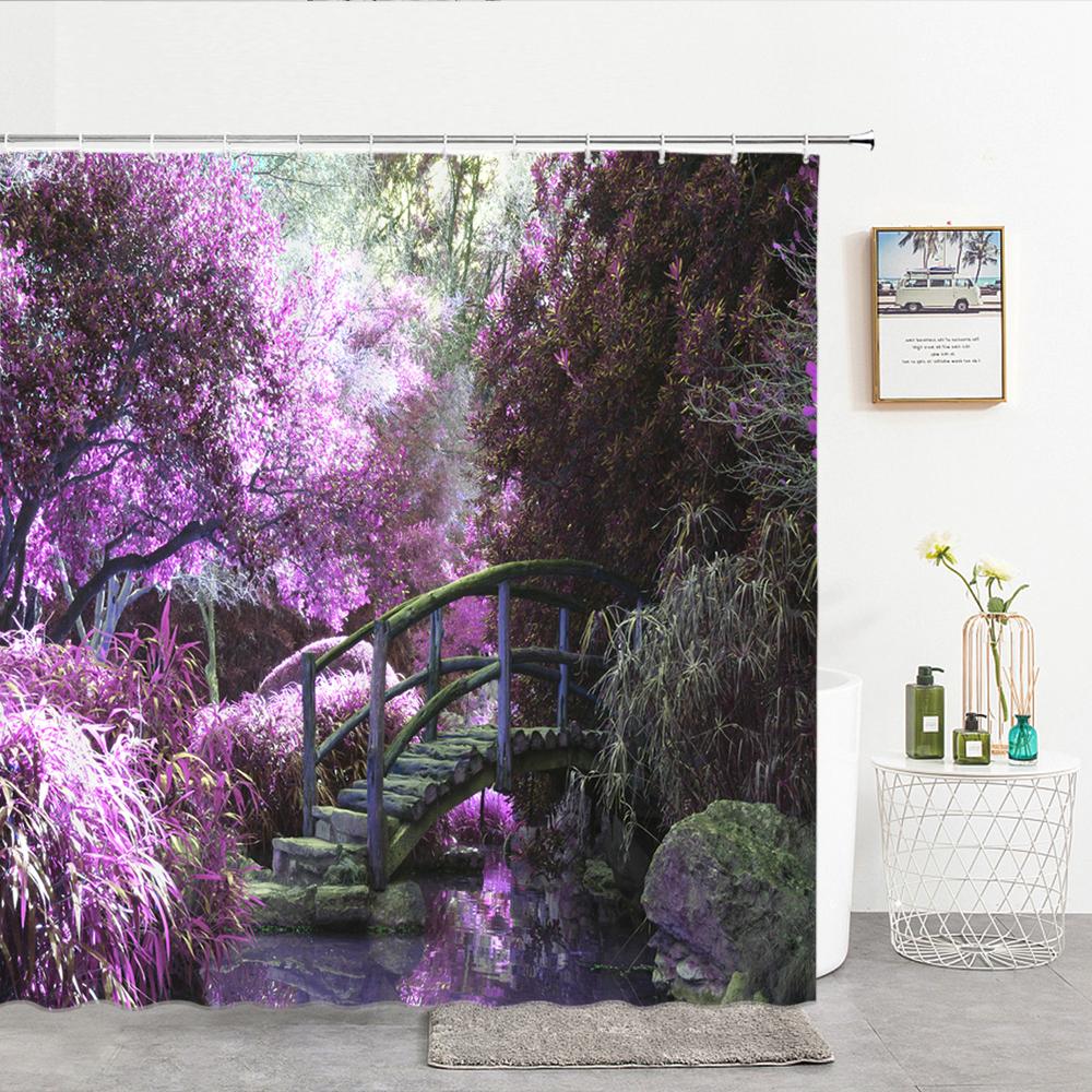 Bath Curtain 3d Printing Window Scenery Forest Shower Curtains Waterproof Bathroom Curtain Washable Fabric With Hooks