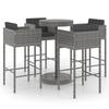 Ensemble bar de jardin - MAISON EXCLUSIVE - 5 pcs - Résine tressée gris - Cadre acier - Coussins confort