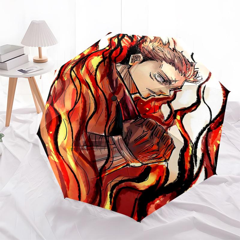

1pc Flame Design Automatic Folding Umbrella with 3-Fold Design, Iron Frame, Outdoor Use Perfect Gift for Fans, Travelers, Daily Use.C021