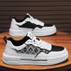 New Shoes for Men Leather Casual Shoes Trend Checked Flat Skateboard Shoes Youth Cool Lace-up Sneaker