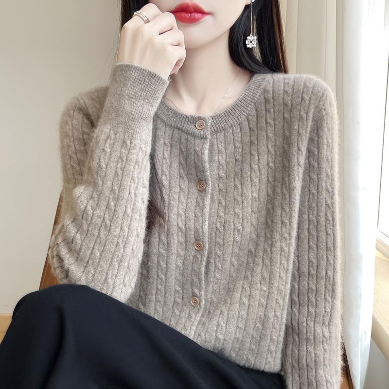 

Qinghe Cashmere Women s 30% Cashmere Cardigan - Soft & Warm Wool Blend Sweater XXL коричневий