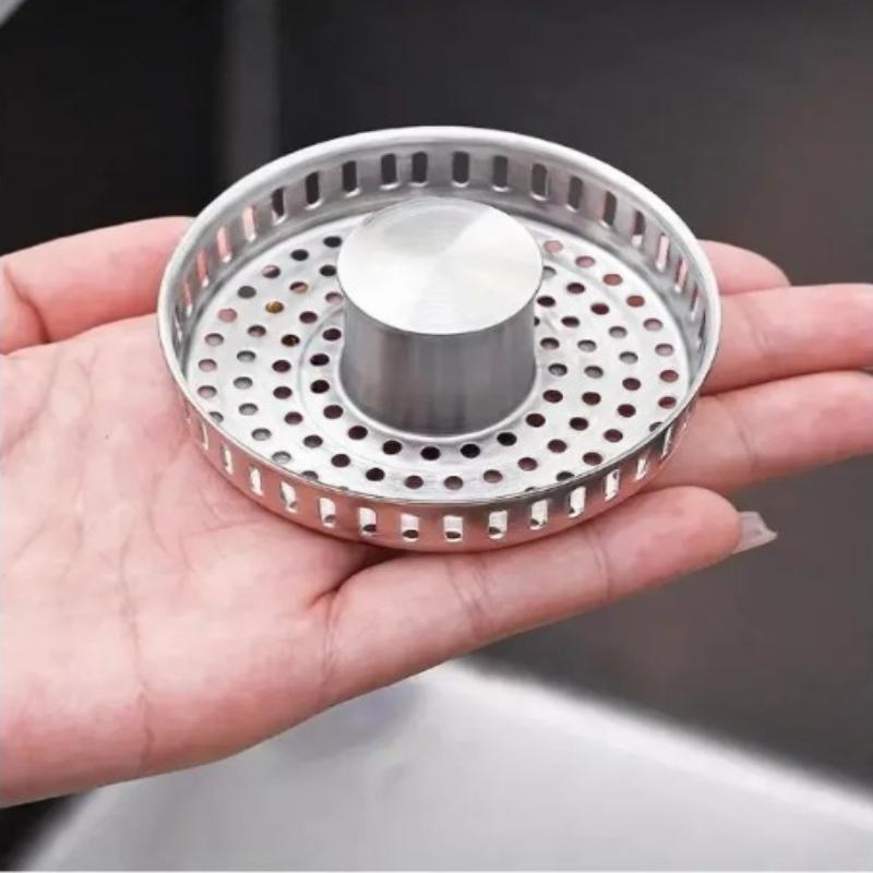 1pcs Stainless Steel Filter Screen Bounce Core Universal Press Type Sink Kitchen Sink Vegetable Washing Basin