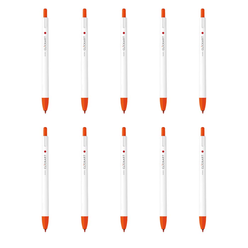 

Zebra Clickart Red 10 Water-Based Pen, Orange, Pens, B-WYSS22-ROR