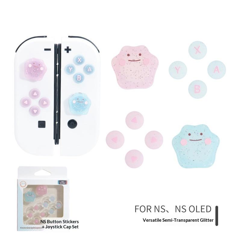 Cute Bling Silicone Soft D-pad Button ABXY Key Sticker Skin Case For Switch 2/NS Oled Joy-con Thumb Stick Grip Cap Cover