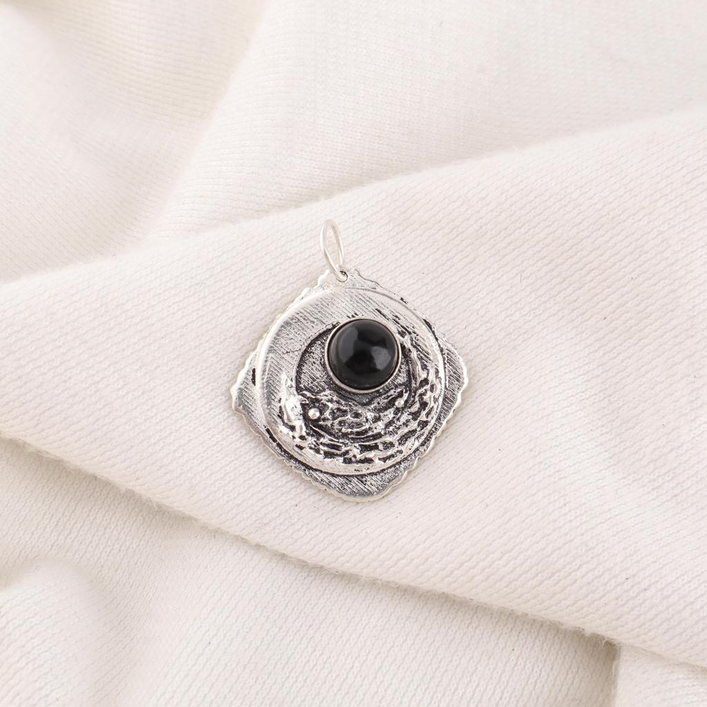 Svart turmalin anheng edelstenssmykker, 925 solid sterling sølv anheng, håndlagde fantastiske anhengssmykker