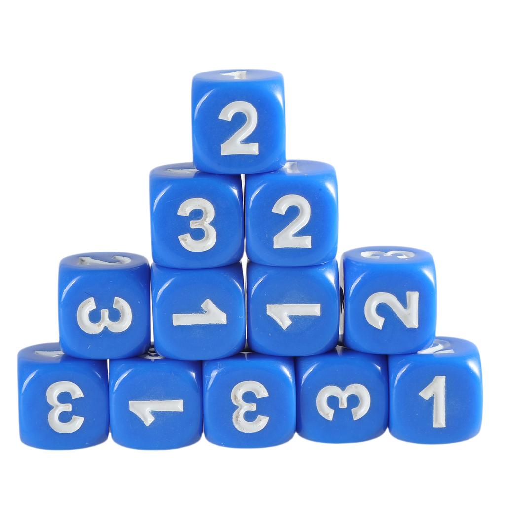 12Pieces Dices Set 13mm Solid Game Dices Set with Large Number 6 Sided Acrylic Dices Educational Rounded Corner Dices