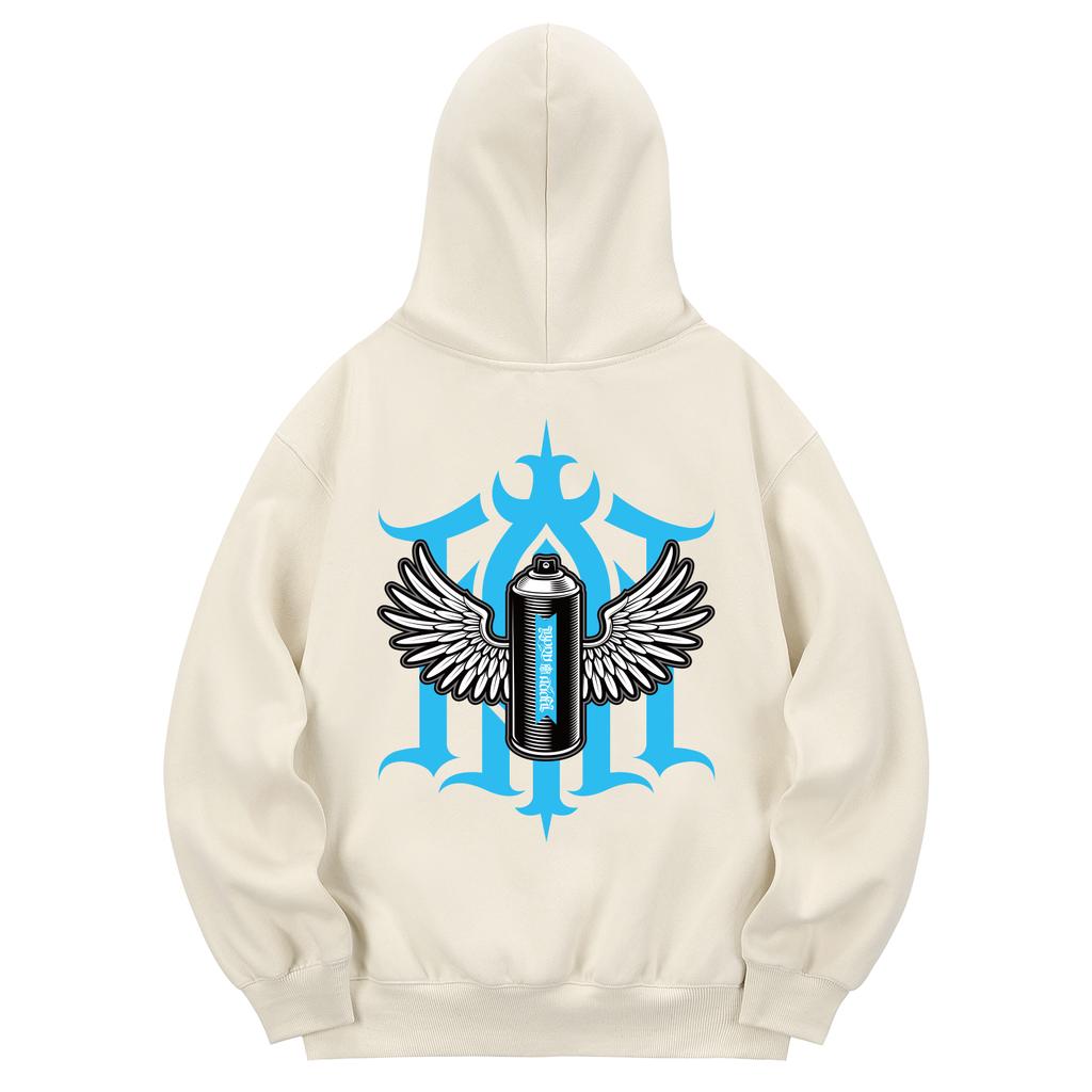 Khc0066 Graffiti Fleece Hoodie - Cream