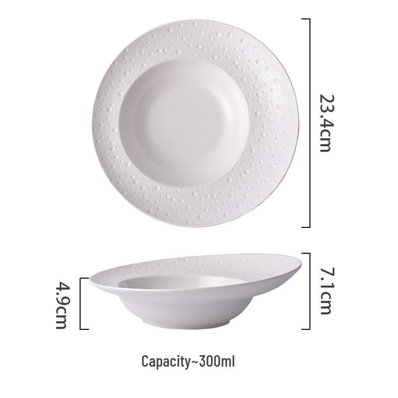 Elegant French Ceramic Deep Pasta Plate 9 inch