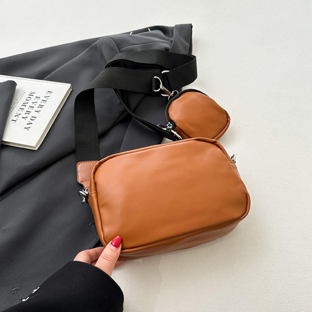 Vintage Bag with Pouch Cross Body Shoulder Bag Leisure PU Leather Bag  Unisex