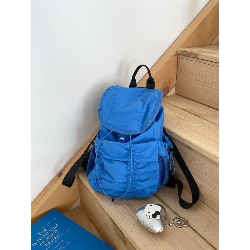 Flip magnetic buckle schoolbag backpack new casual niche pleated backpack backpack backpack синий 4398₽