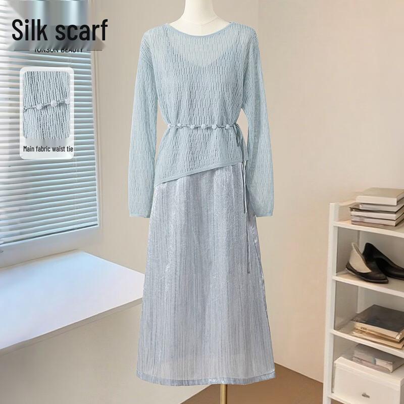 

Women s Gentle Style Long Sleeve Shrug & Camisole Dress Set M