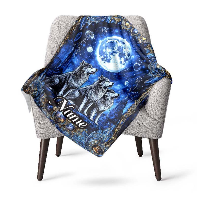 240Gm2 Wolf Nature Customize Your Name Outdoor Blanket Suitable For All Seasons Comfortable And Warm Soft Blanket Suitable For Travel Gifts For