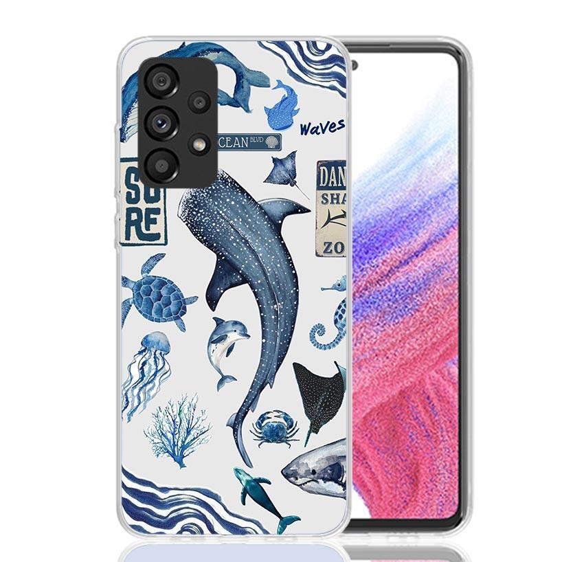Ocean Starfish Sea Turtle Shark Phone Case For Samsung Galaxy A52 A32 A22 A12 A02S A50S A30S A51 A31 AA71 Note 20 Ultra 10 S10 P
