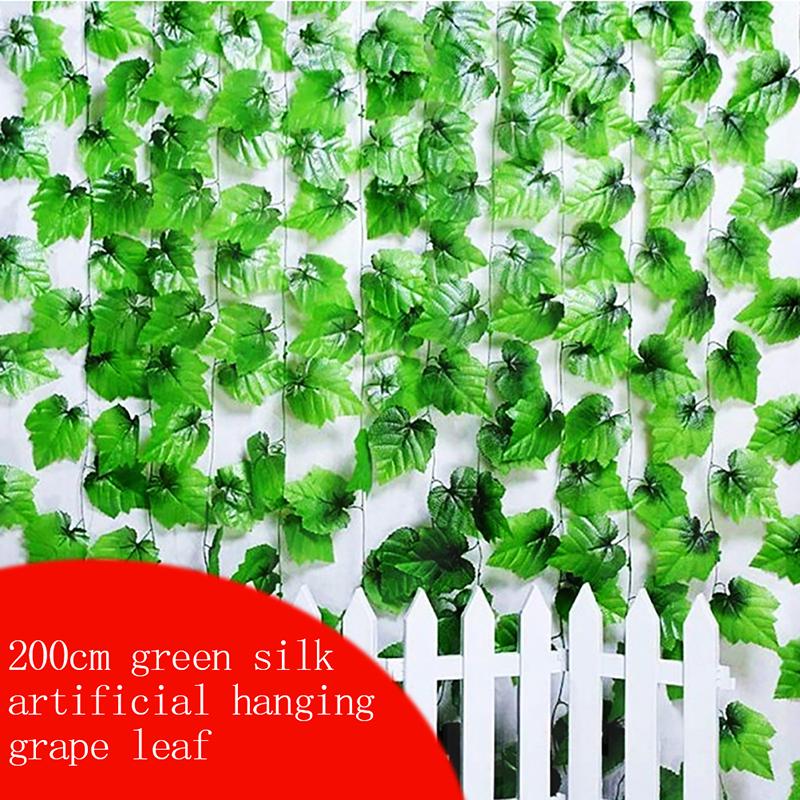 Green Silk Artificial Grape Hanging Leaf For Home Wedding Garden Party Decor