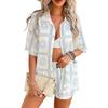 Independent Station Cross-Border Women's 3D Printed Shirt Two-piece Set of Shorts and Short Sleeve Shirt Casual Shorts Set Summer