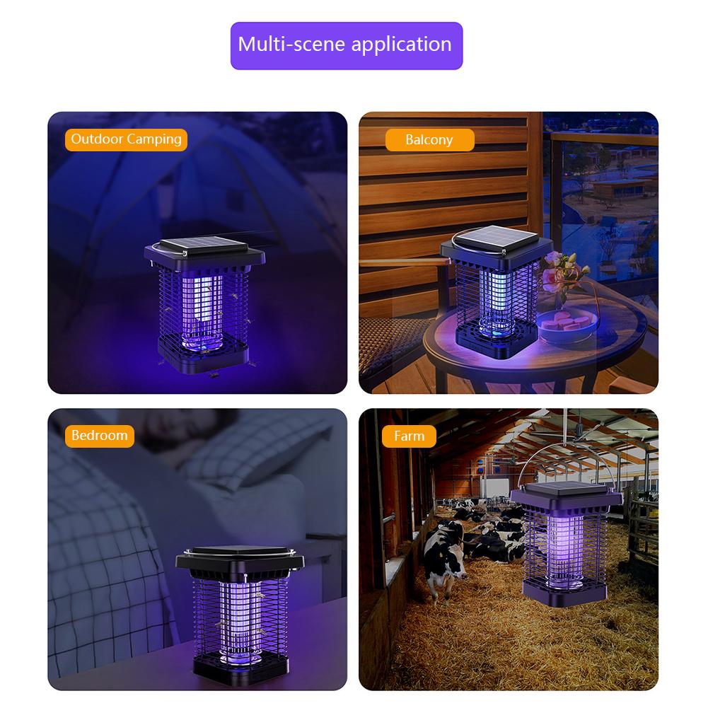 Solar Mosquitos Killer Lamp IP65 Waterproof Portable Mosquito Traps Blue Purple Light for Indoor Outdoor Camping