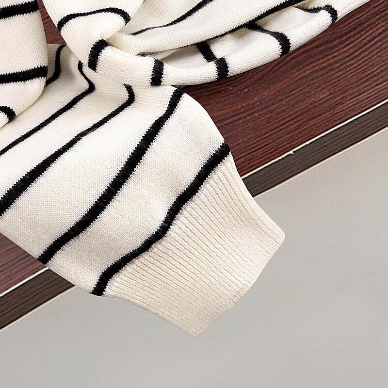 Women's Hooded Colorblock Striped Half-Button Knit Sweater